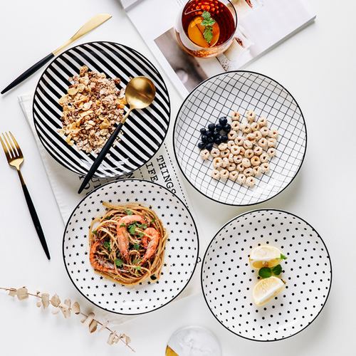 Black and White Deep Plate - Serving plate, pasta plate, lunch plate, deep plate | Plates for dining table & home decor