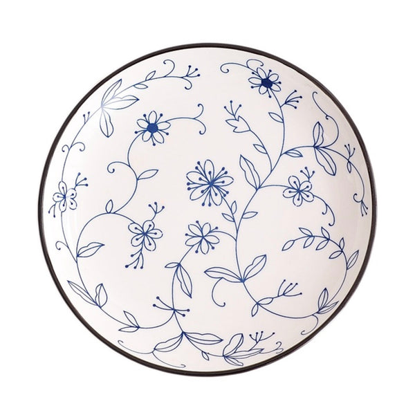 Blue and white Floral Dinner Plate - Serving plate, snack plate, ceramic dinner plates| Plates for dining table & home decor