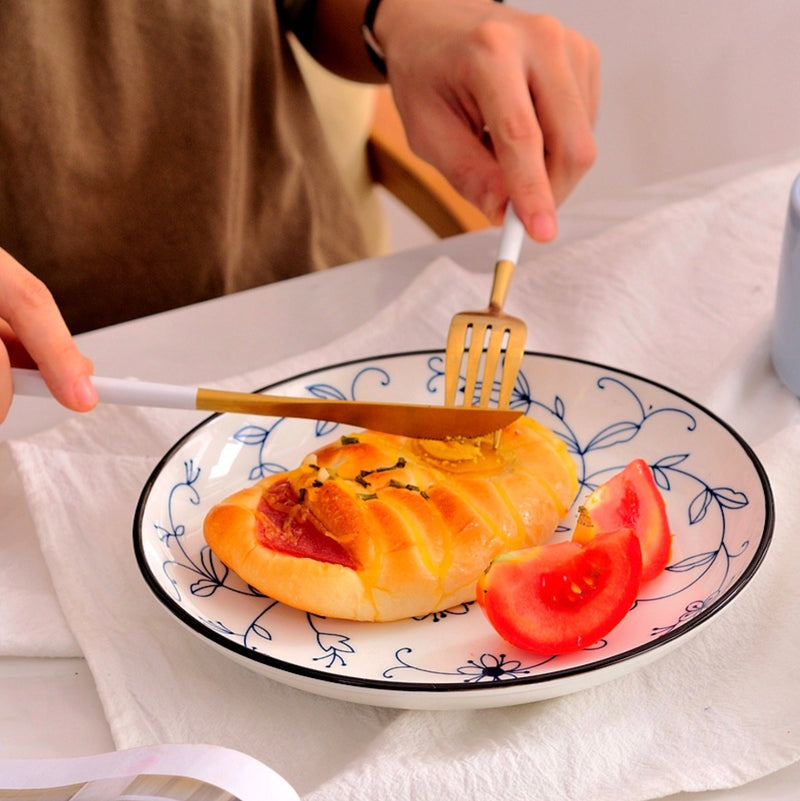 Blue and white Floral Side Plate - Serving plate, small plate, snacks plates | Plates for dining table & home decor