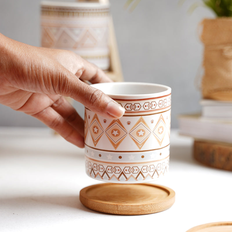 Botanic Expressions Ceramic Planter With Coaster Set Of 2