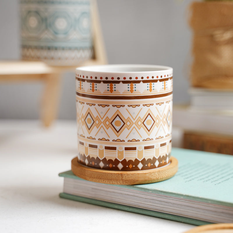 Botanic Expressions Ceramic Planter With Coaster Set Of 2
