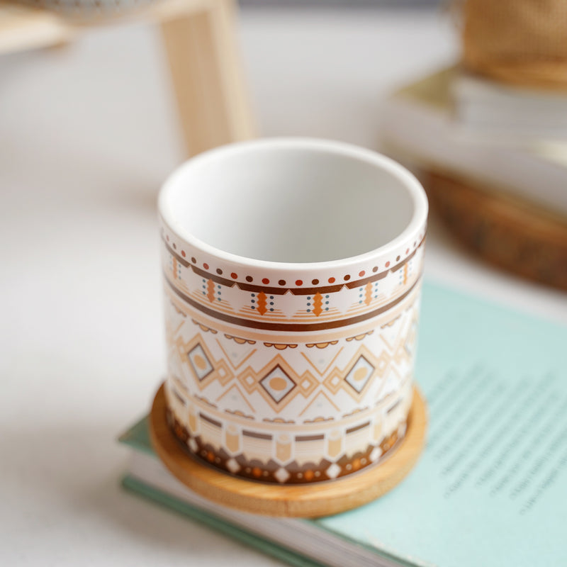 Botanic Expressions Ceramic Planter With Coaster Set Of 2