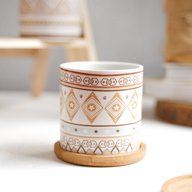 Botanic Expressions Ceramic Planter With Coaster Set Of 2