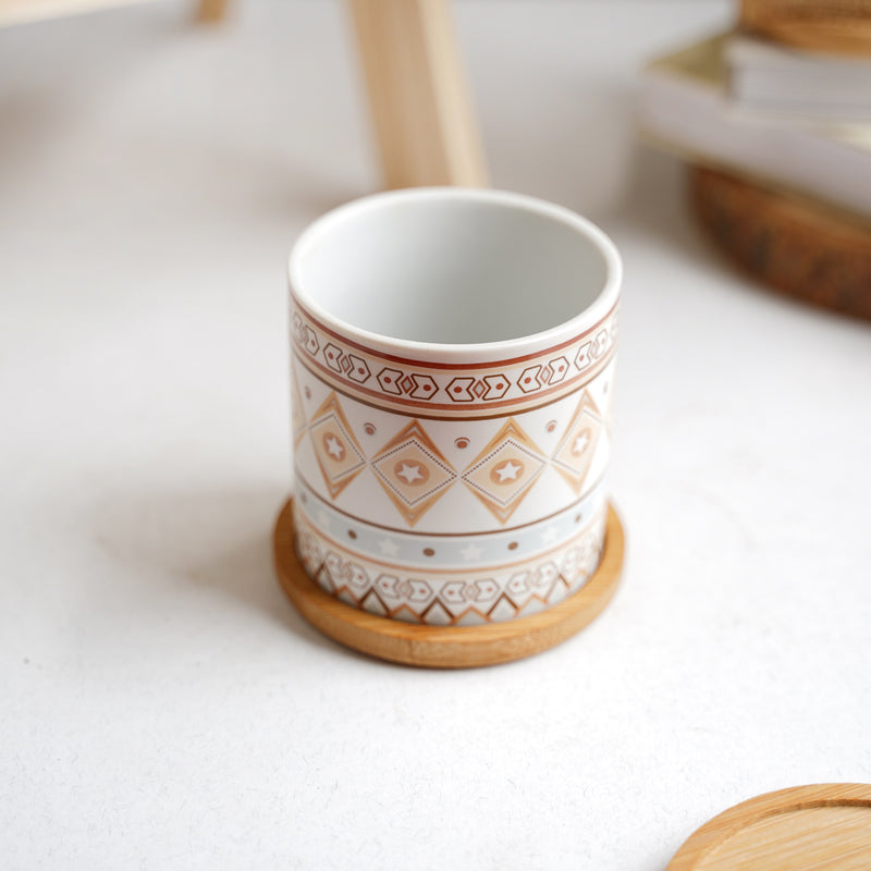 Botanic Expressions Ceramic Planter With Coaster Set Of 2