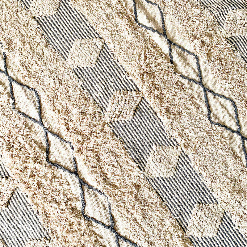 BOHO Harper Handwoven Rug - White & Grey