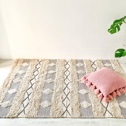 BOHO Harper Handwoven Rug - White & Grey