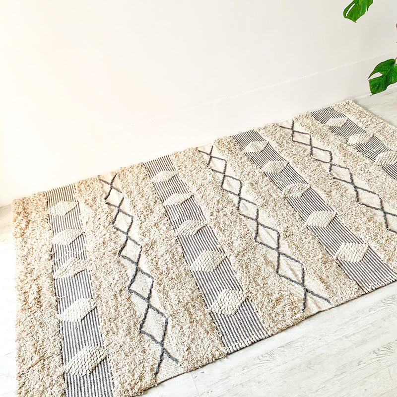 BOHO Harper Handwoven Rug - White & Grey