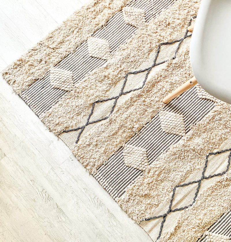 BOHO Harper Handwoven Rug - White & Grey