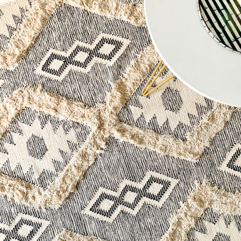 BOHO Lydia Morrocan Hand Woven Rug - Grey & Natural