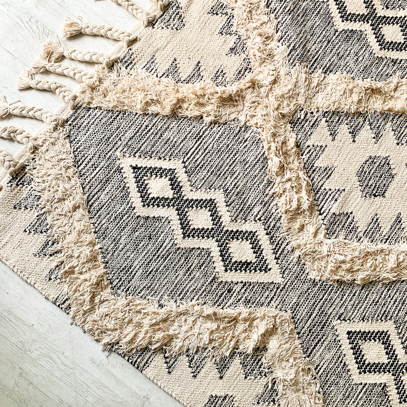 BOHO Lydia Morrocan Hand Woven Rug - Grey & Natural