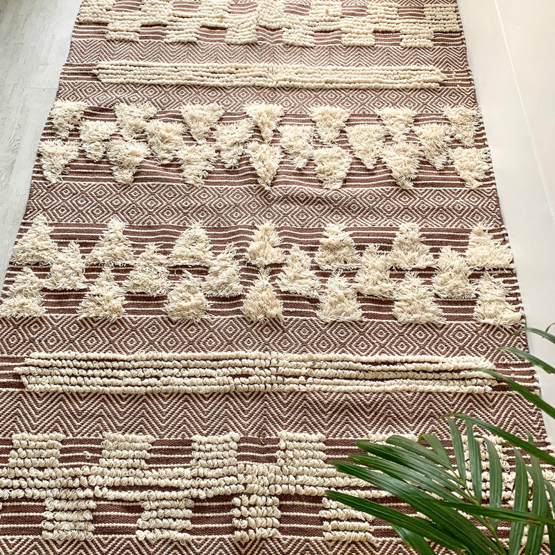 BOHO Ophelia Hand Woven Rug - Brown & White