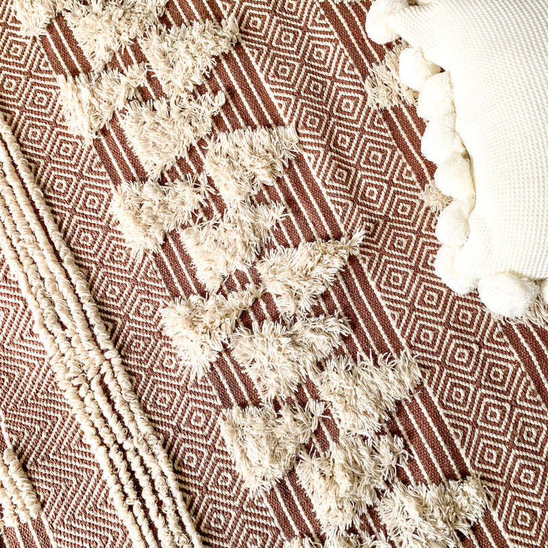 BOHO Ophelia Hand Woven Rug - Brown & White