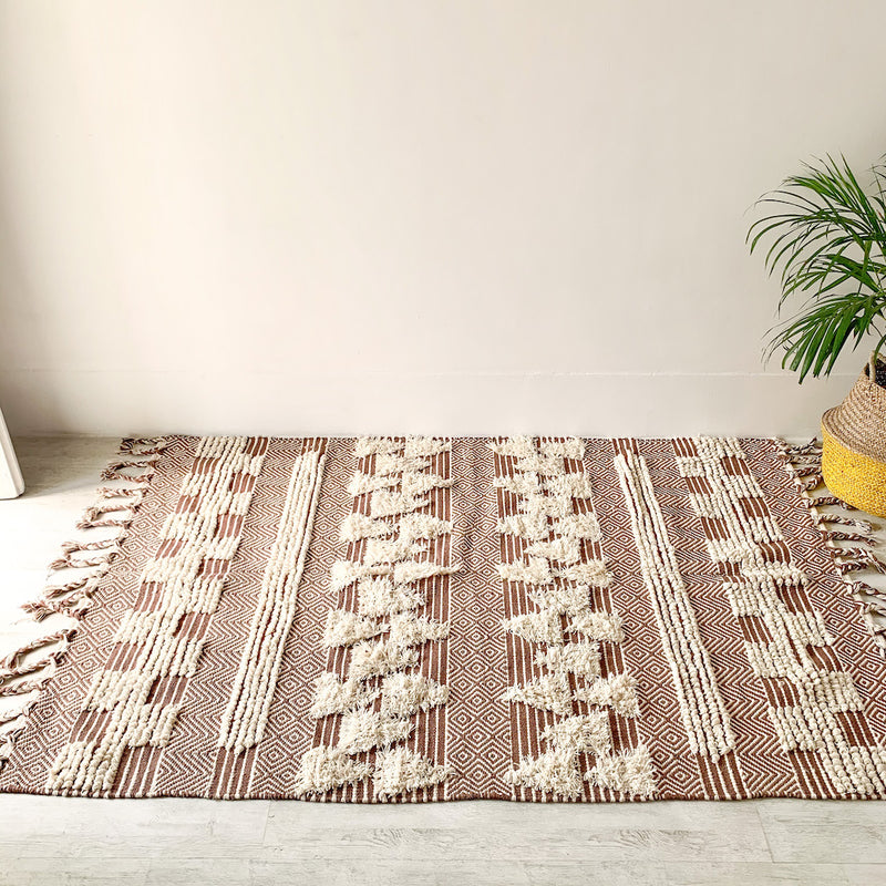 BOHO Ophelia Hand Woven Rug - Brown & White