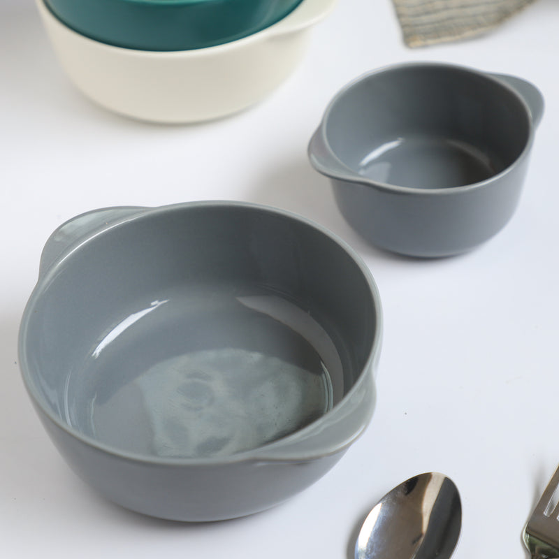 Bowl For Baking Grey Large 650ml - Bowl, ceramic bowl, serving bowls, noodle bowl, salad bowls, bowl with handle, baking bowls | Bowls for dining table & home decor