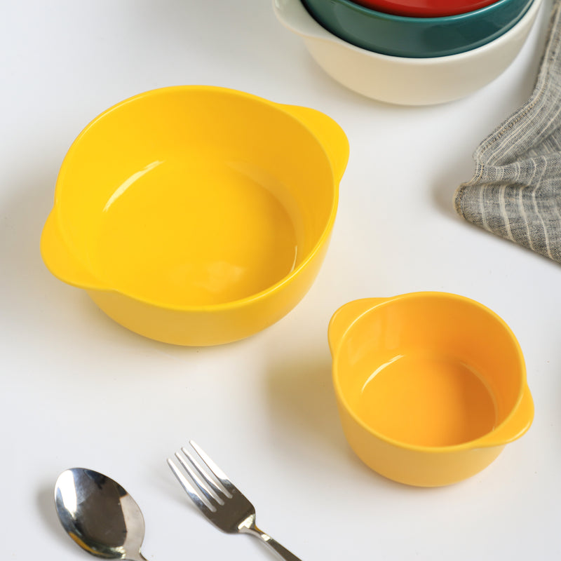 Bowl For Baking Yellow Large 650ml - Bowl, ceramic bowl, serving bowls, noodle bowl, salad bowls, bowl with handle, baking bowls | Bowls for dining table & home decor
