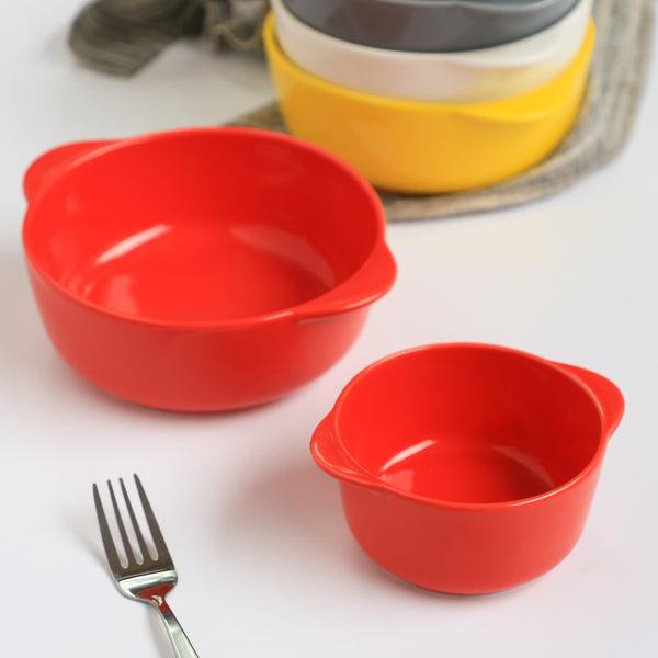 Bowl For Baking Red Large 650ml - Bowl, ceramic bowl, serving bowls, noodle bowl, salad bowls, bowl with handle, baking bowls | Bowls for dining table & home decor