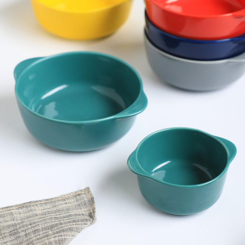 Bowl For Baking Green Large 650ml - Bowl, ceramic bowl, serving bowls, noodle bowl, salad bowls, bowl with handle, baking bowls | Bowls for dining table & home decor