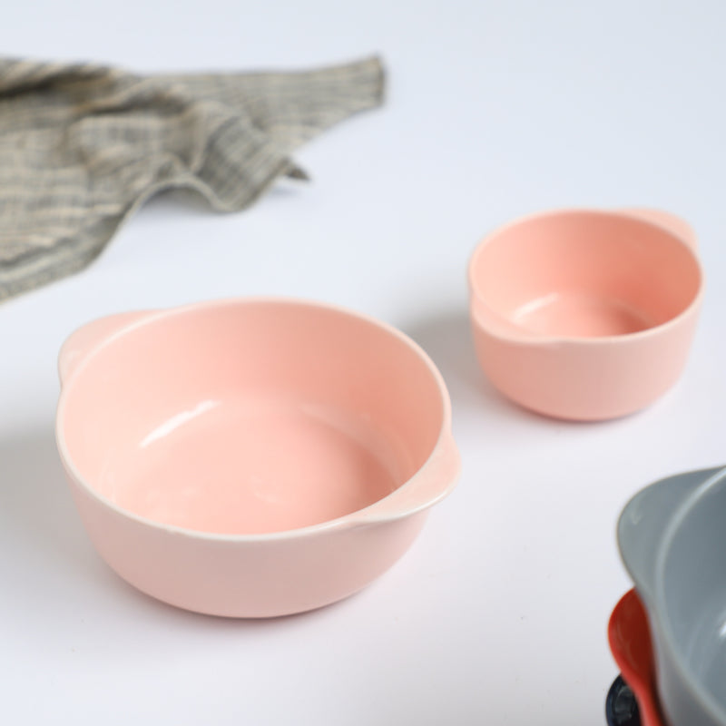 Bowl For Baking Pink Large 650ml - Bowl, ceramic bowl, serving bowls, noodle bowl, salad bowls, bowl with handle, baking bowls | Bowls for dining table & home decor