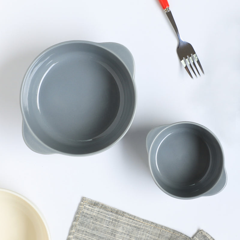 Bowl For Baking Grey Large 650ml - Bowl, ceramic bowl, serving bowls, noodle bowl, salad bowls, bowl with handle, baking bowls | Bowls for dining table & home decor