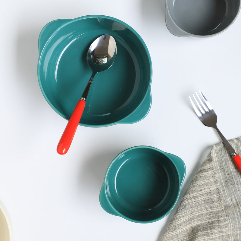 Bowl For Baking Green Large 650ml - Bowl, ceramic bowl, serving bowls, noodle bowl, salad bowls, bowl with handle, baking bowls | Bowls for dining table & home decor