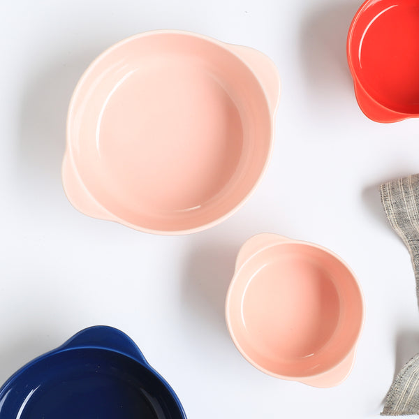 Bowl For Baking Pink Large 650ml - Bowl, ceramic bowl, serving bowls, noodle bowl, salad bowls, bowl with handle, baking bowls | Bowls for dining table & home decor