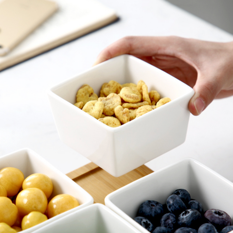 Bowl Set With Tray - Bowls, serving bowls, snack serving bowls, section bowls, fancy serving bowls, small serving bowls | Bowls for dining table & home decor