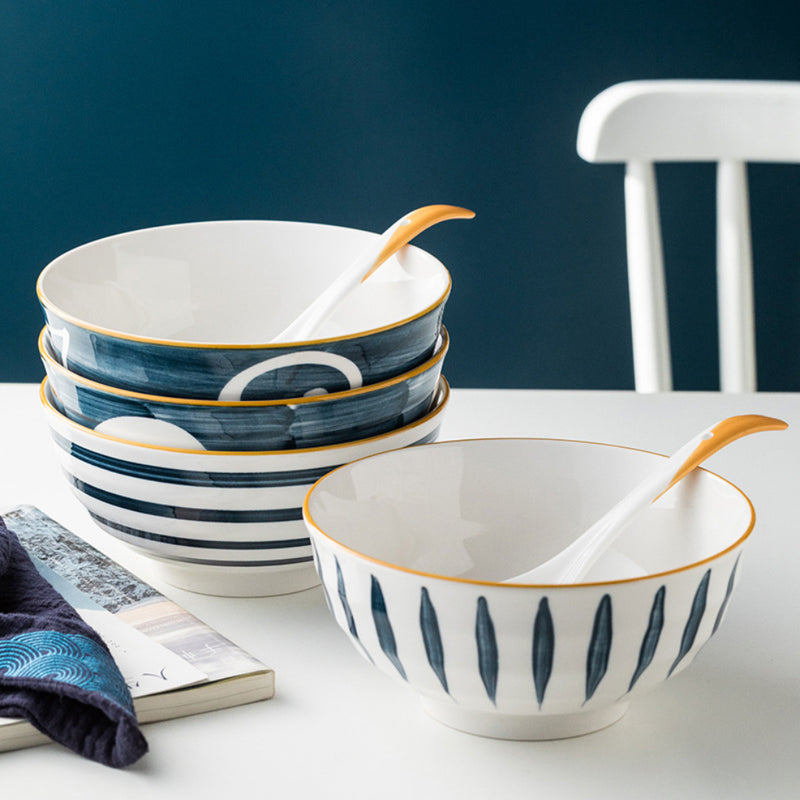 Ceramic Bowls Nitori 680 ml - Bowl, ceramic bowl, serving bowls, ramen bowl, noodle bowl, salad bowls, bowl for snacks, large serving bowl | Bowls for dining table & home decor