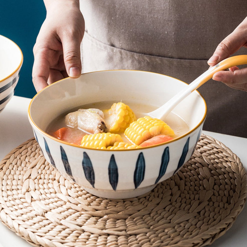 Ceramic Serving Bowls Nitori 1600 ml - Bowl, ceramic bowl, serving bowls, ramen bowl, noodle bowl, salad bowls, bowl for snacks, large serving bowl | Bowls for dining table & home decor