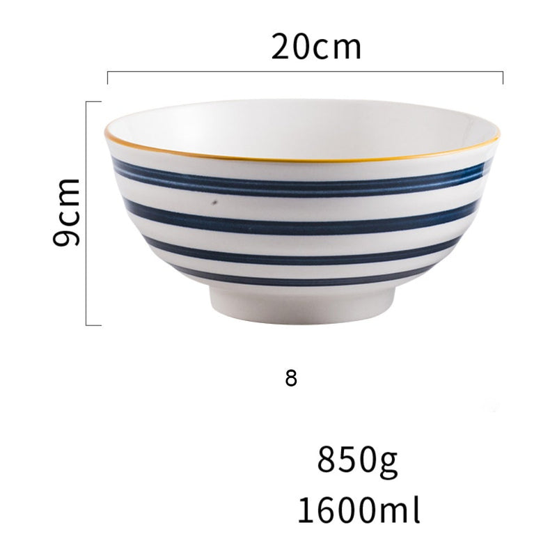 Ceramic Serving Bowls Nitori 1600 ml - Bowl, ceramic bowl, serving bowls, ramen bowl, noodle bowl, salad bowls, bowl for snacks, large serving bowl | Bowls for dining table & home decor
