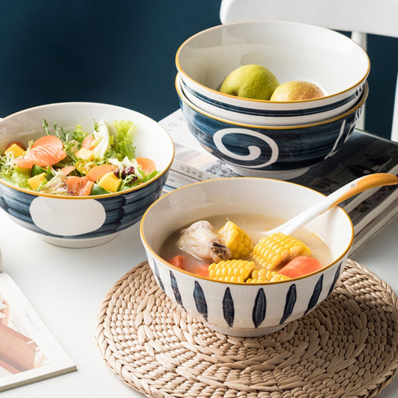 Ceramic Serving Bowls Nitori 1600 ml - Bowl, ceramic bowl, serving bowls, ramen bowl, noodle bowl, salad bowls, bowl for snacks, large serving bowl | Bowls for dining table & home decor