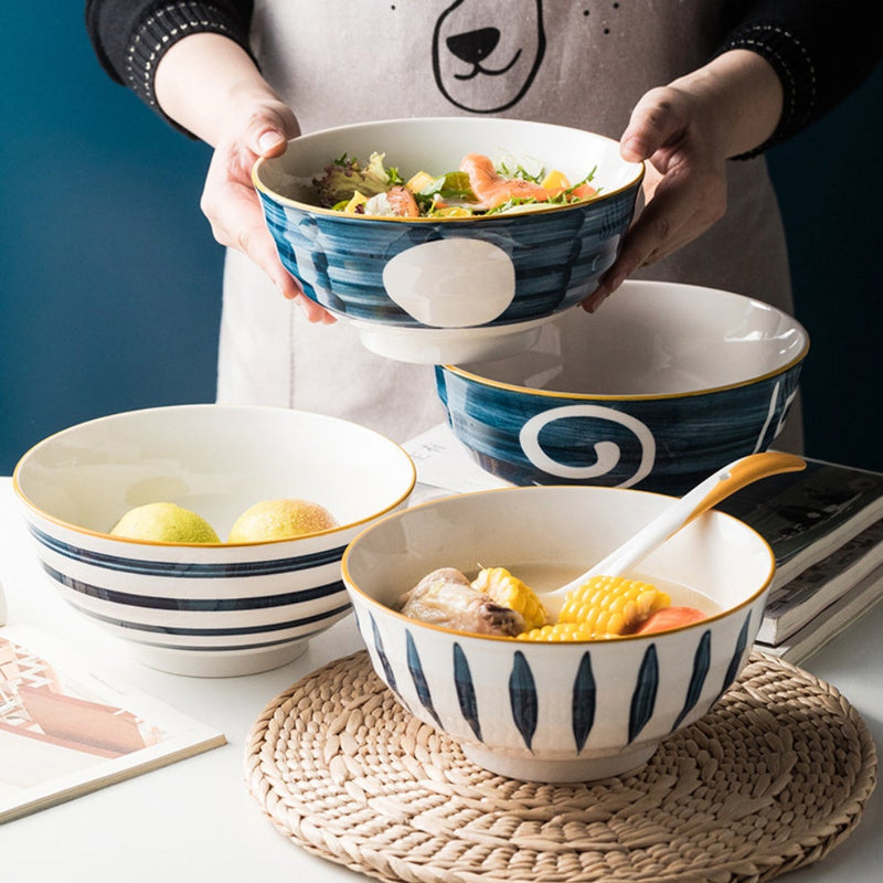 Ceramic Serving Bowls Nitori 1600 ml - Bowl, ceramic bowl, serving bowls, ramen bowl, noodle bowl, salad bowls, bowl for snacks, large serving bowl | Bowls for dining table & home decor