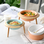 Bowl with Stand Orange - Bowl, ceramic bowl, serving bowls, noodle bowl, salad bowls, bowl for snacks, snack bowl sets | Bowls for dining table & home decor