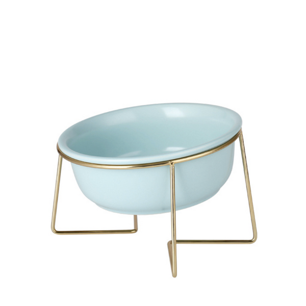 Ceramic Bowl With Metal Stand Blue 800 ml