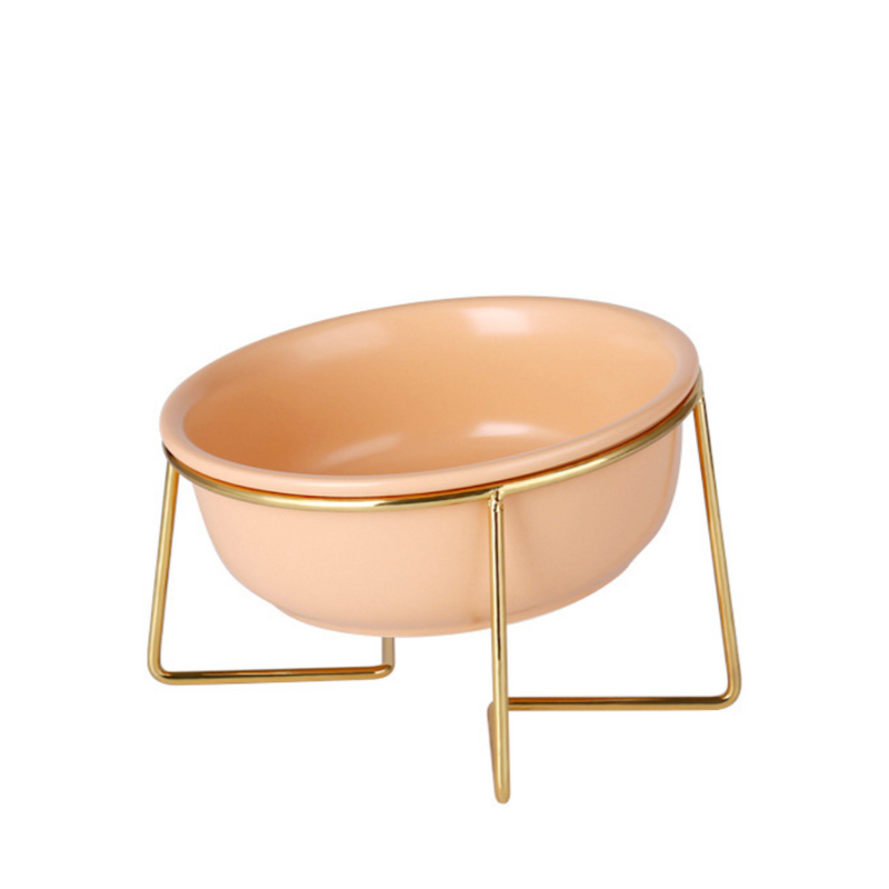 Ceramic Bowl With Metal Stand Peach 800 ml - Bowl, ceramic bowl, serving bowls, noodle bowl, salad bowls, bowl for snacks, snack bowl sets | Bowls for dining table & home decor