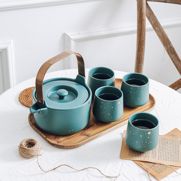 CARA Green Tea set - Tea cup set, tea set, teapot set | Tea set for Dining Table & Home Decor