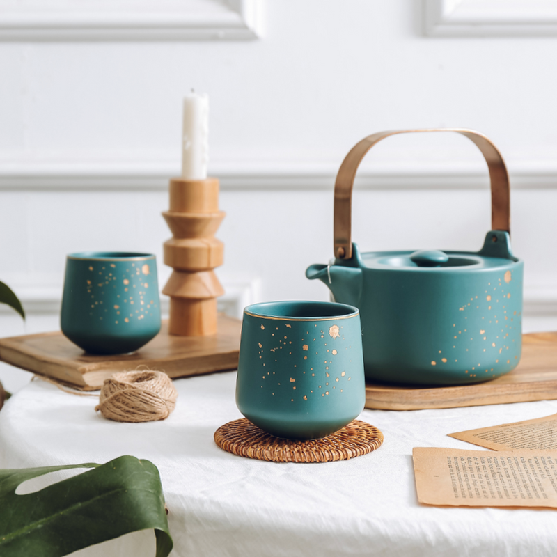 CARA Green Tea set - Tea cup set, tea set, teapot set | Tea set for Dining Table & Home Decor