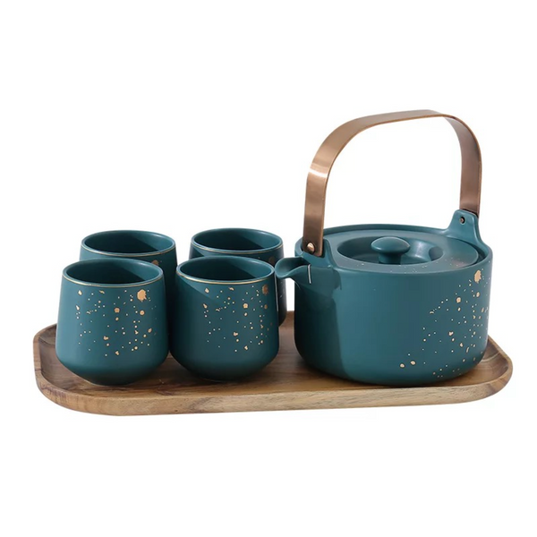 CARA Green Tea set - Tea cup set, tea set, teapot set | Tea set for Dining Table & Home Decor