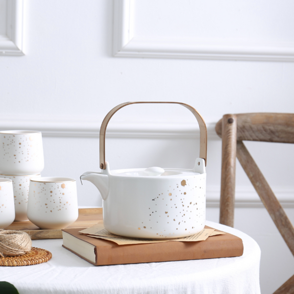 CARA White Tea set - Tea cup set, tea set, teapot set | Tea set for Dining Table & Home Decor