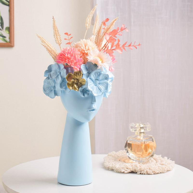 Charming Lady Blue Vase - Flower vase for home decor, office and gifting | Room decoration items
