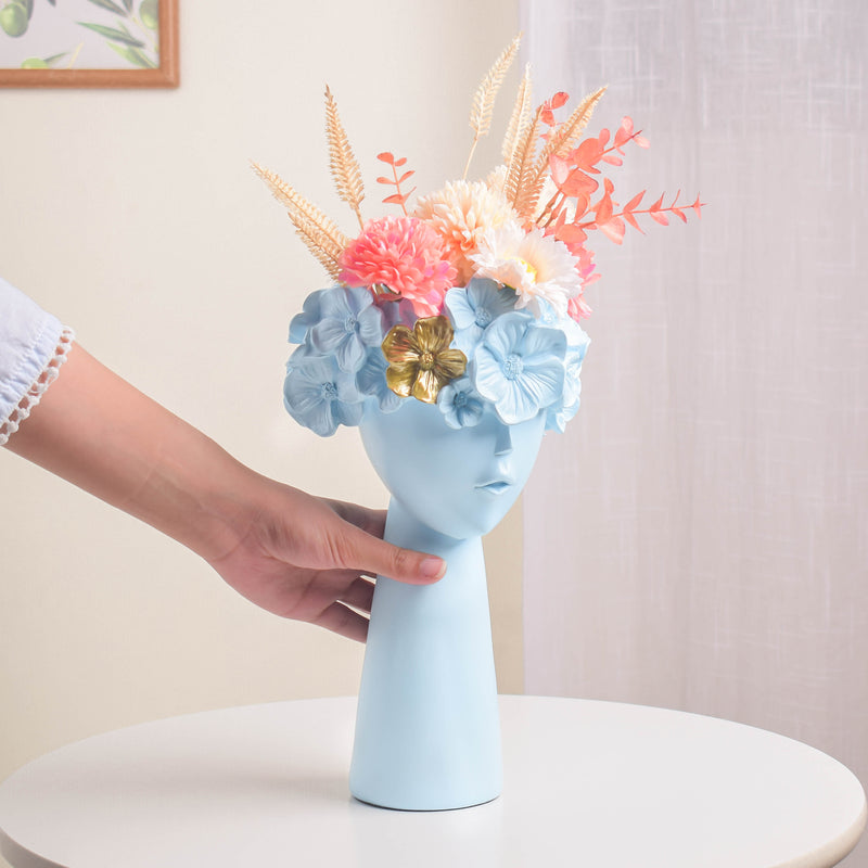 Charming Lady Blue Vase - Flower vase for home decor, office and gifting | Room decoration items