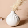 White Ribbed Flower Vase - Flower vase for home decor, office and gifting | Home decoration items