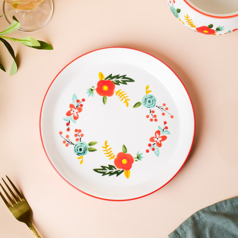Bloom Red 27 Piece Dinner Set For 6