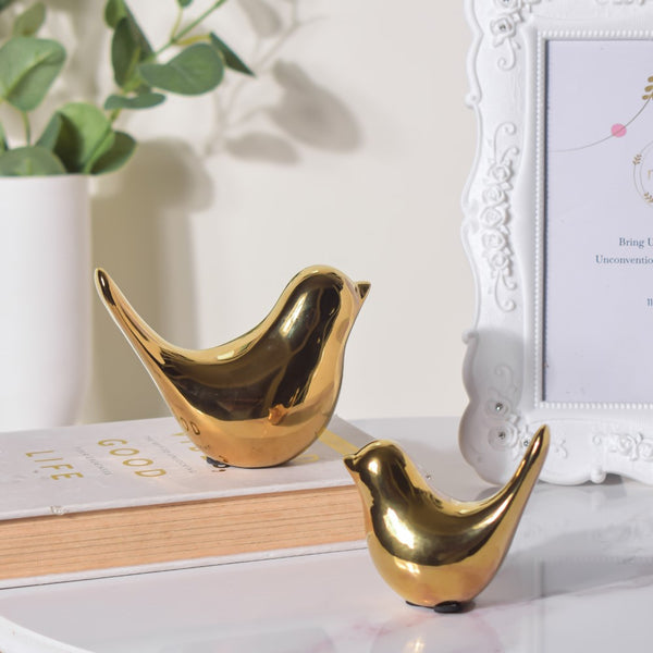Bird Showpiece Gold Set Of 2 - Showpiece | Home decor item | Room decoration item