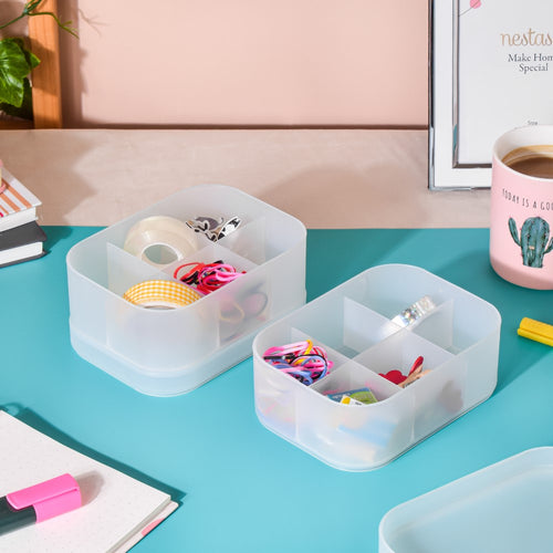 Multi-Compartment Storage Box Set Of 2
