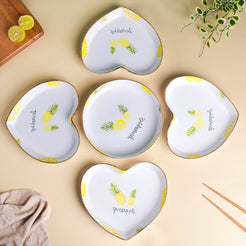 Pineapple Heart Plates Set of 5