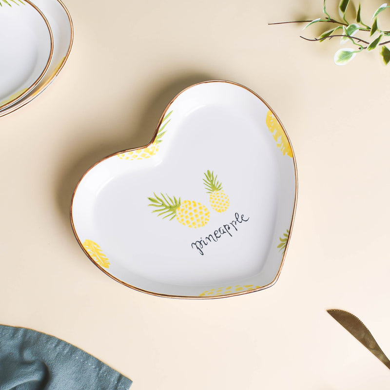 Pineapple Heart Plates Set of 5