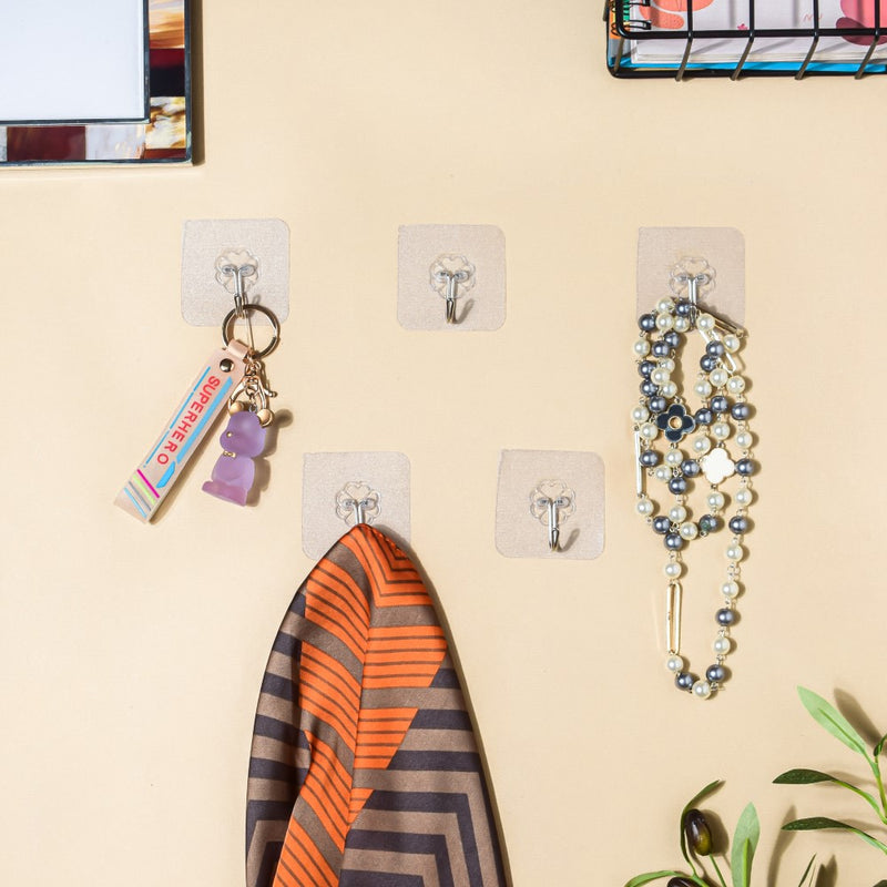 Transparent Hooks - Set of 10 - Wall hook/wall hanger for wall decoration & wall design | Home & room decoration ideas