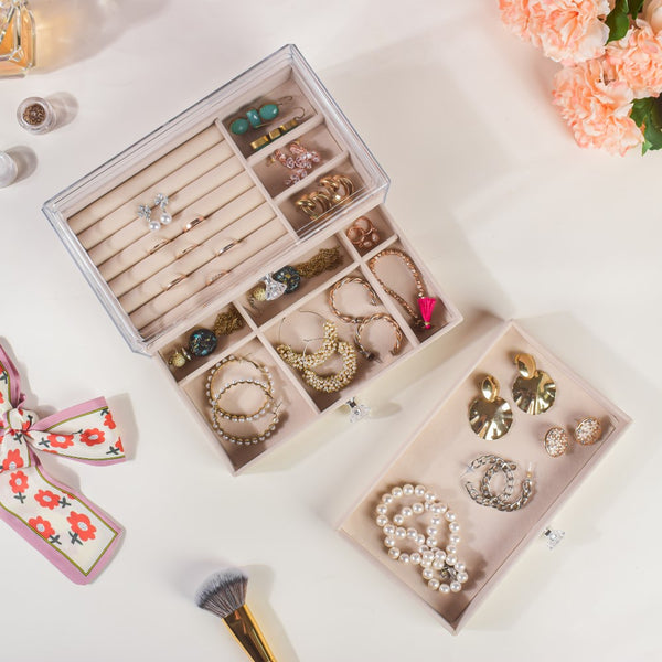 Triple Drawer Jewellery Organiser Cream