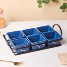 Cerulean Silver Ceramic Bowls Tray Set Of 7 200ml