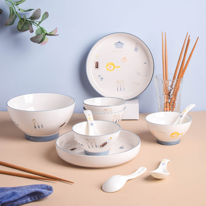 Patterned Soup Bowl Set For 4